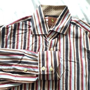 Tailorbyrd|  Men's Striped button down collared Shirt - Multicolor